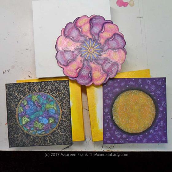 Mandala Art - Primrose - Hearts - Yellow and Purple