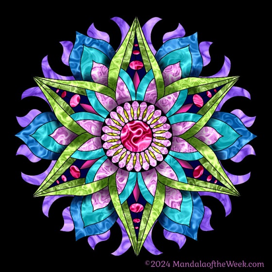 mandala of the month ma y 2024 with mermaid colors